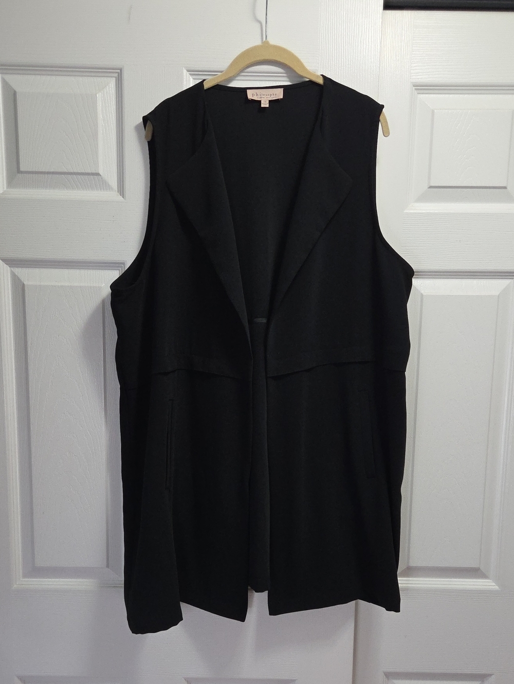 Philosophy Sleeveless Black Longline Vest